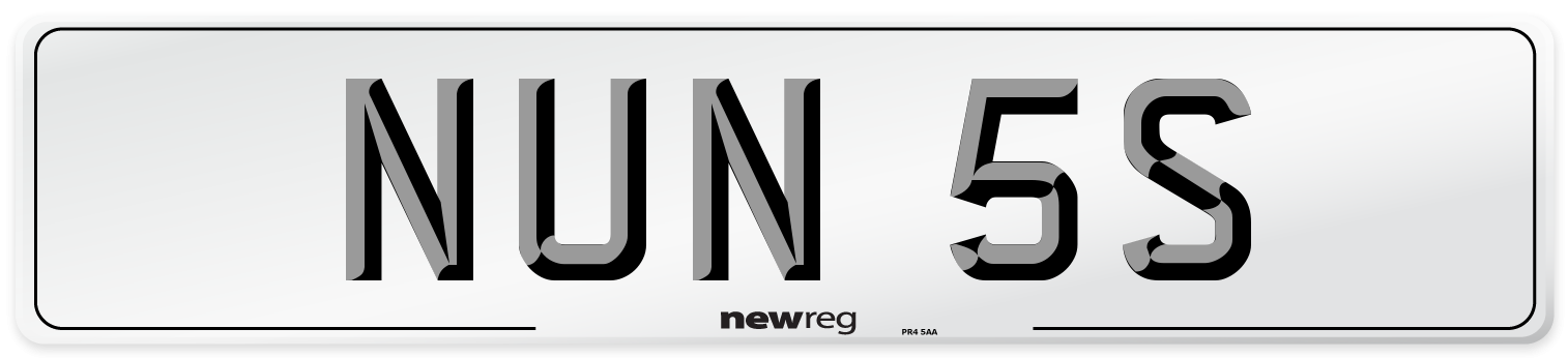 NUN 5S Number Plate from New Reg